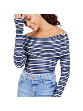 Free People Cape Cod Thermal In Blue Stripe